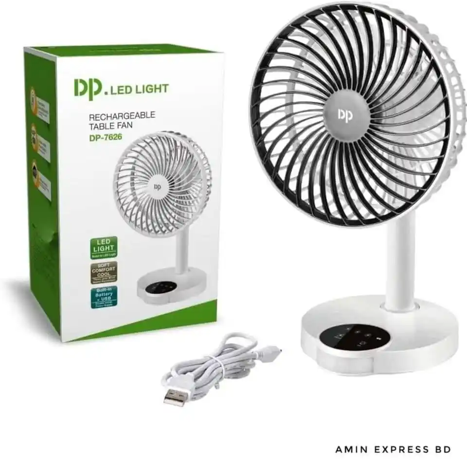 Dp model-7626 rechargeable fan with LED light